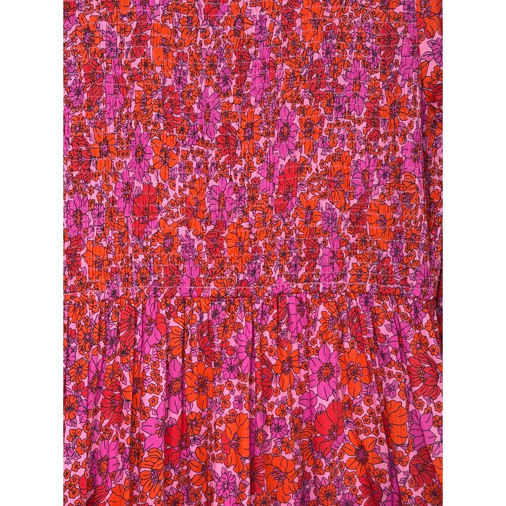 Pink City Prints Poppy Isabel Classic Smocked Floral Midi A-Line Dress Pink S - Picture 10 of 11